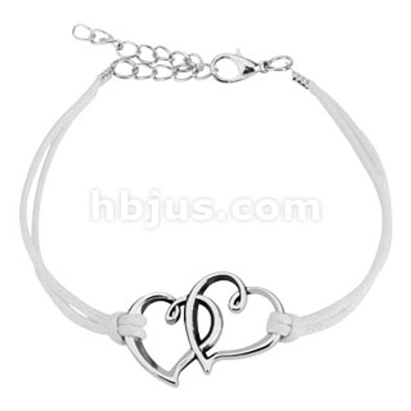 Hovedbilde Two Hearts Cast Iron Leatherette Armbånd - Hvit