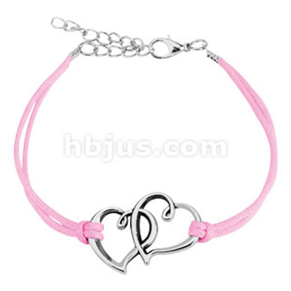 Hovedbilde Two Hearts Cast Iron Leatherette Armbånd - Rosa