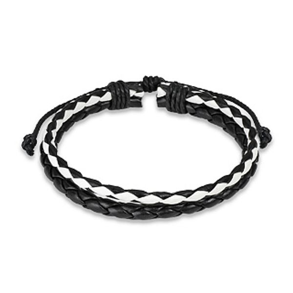 Hovedbilde Sort og hvitt braided layer armbånd i lær
