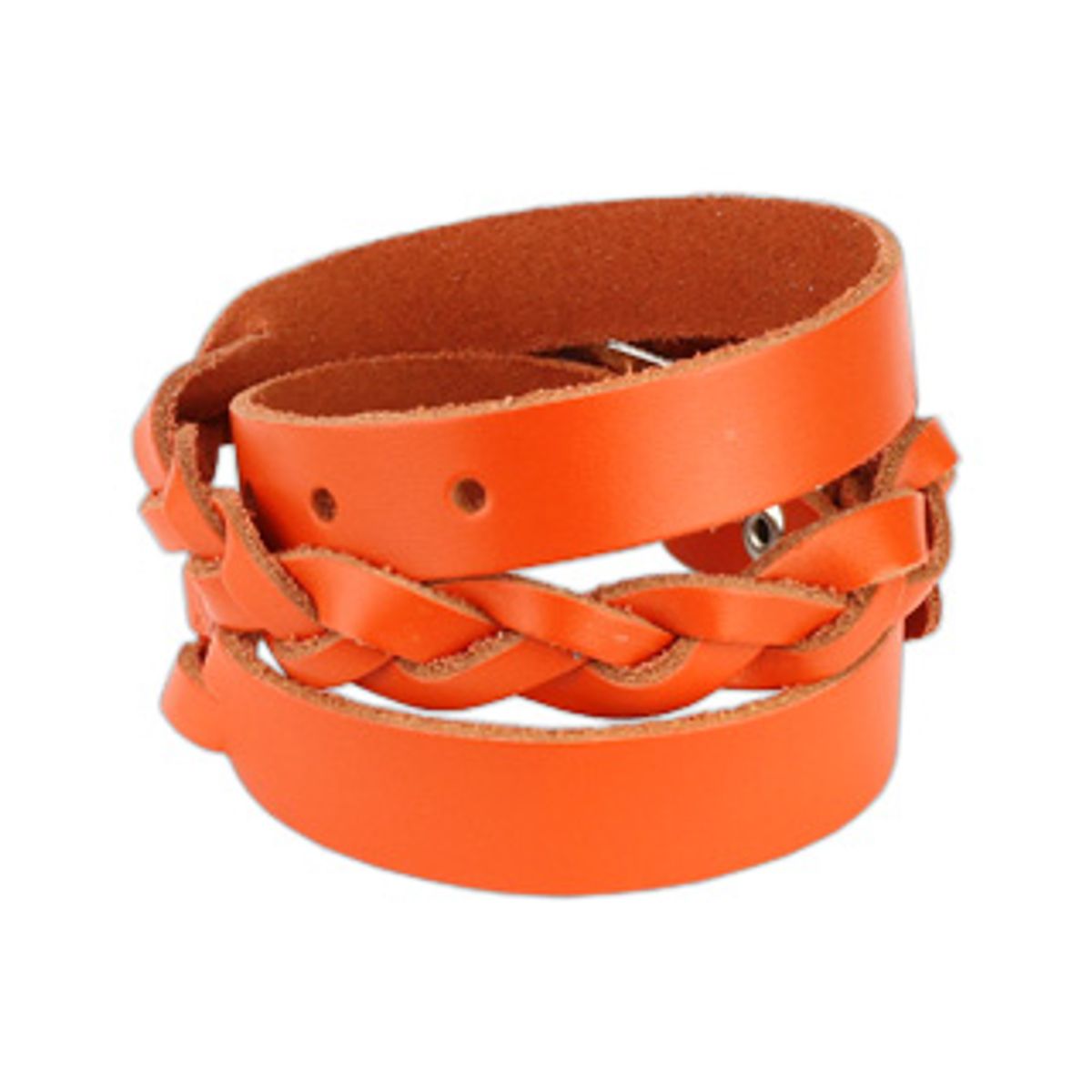 Orange double wrap weaved strip armbånd i lær