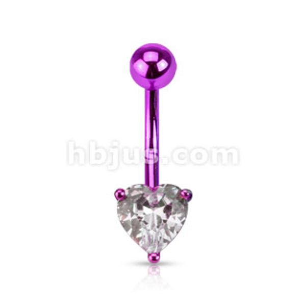 Hovedbilde Neon Farget Navle Piercing Med Heart Prong Set